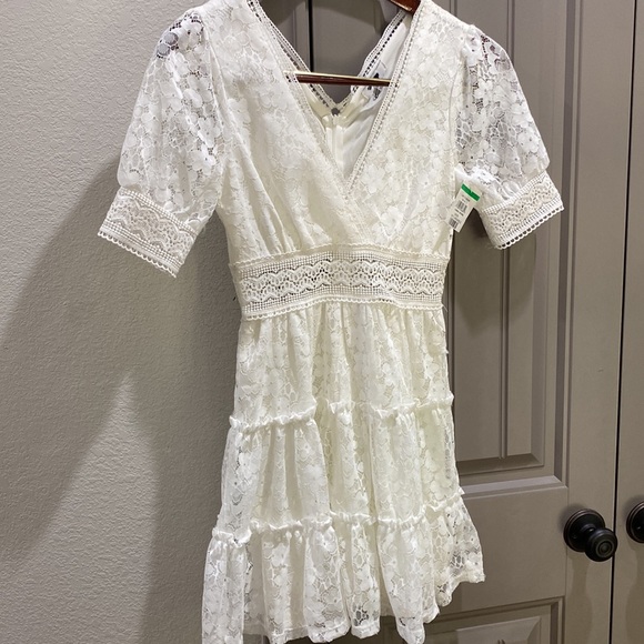 NWT NSR Amelie Eyelet Mini White Lace Dress Size: XS - Picture 5 of 10
